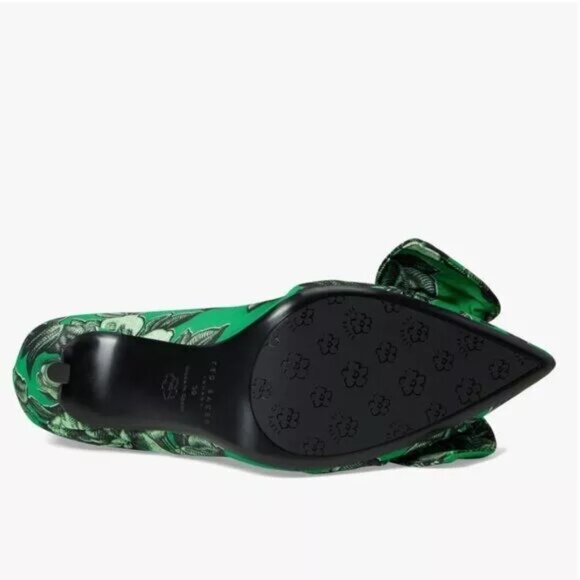 TED BAKER Ryalina Green Floral Bow Accent Heel Pumps Sz 8M - Picture 4 of 4